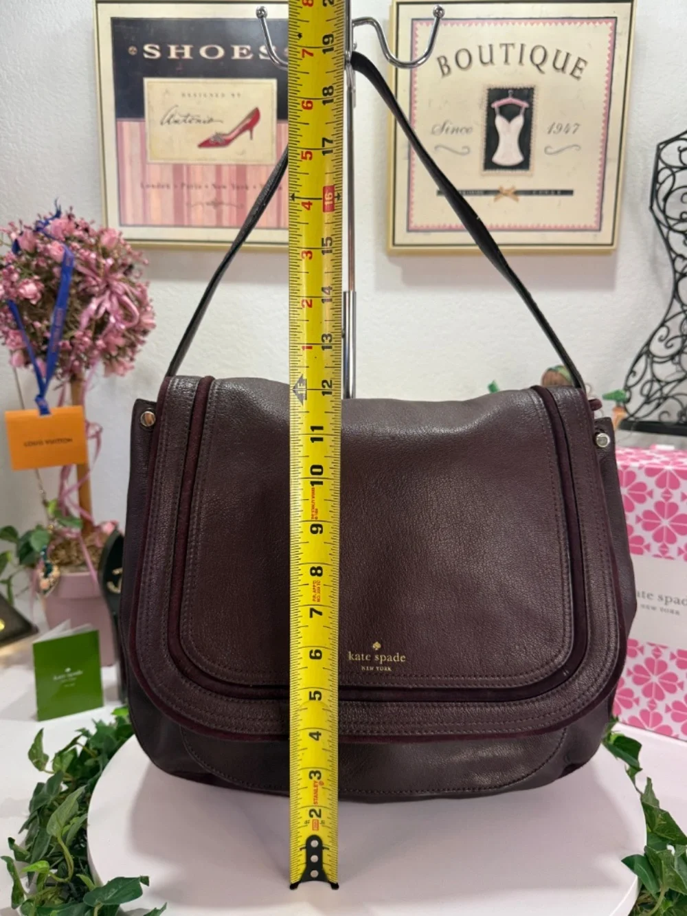 KATE SPADE RICH DARK BURGUNDY SUEDE LEATHER LARGE TASSEL BAG!